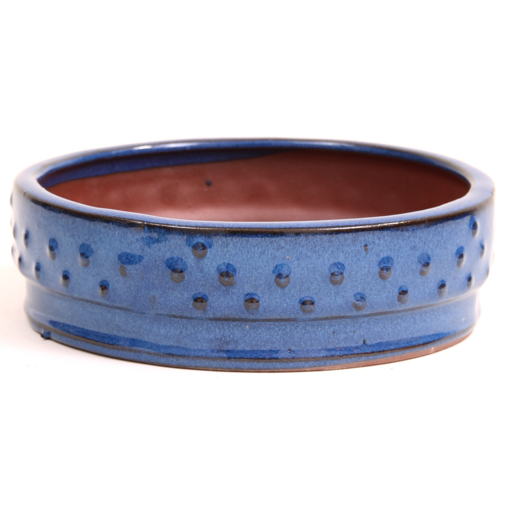 Bonsai - Schale rund 19 Ø x 5,5  cm, blau, Trommelschale  22975