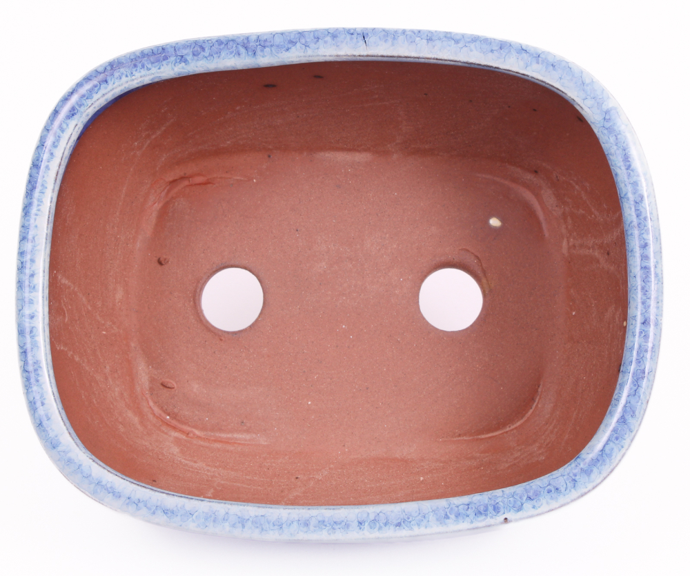 Bonsai - Schale eckig 16.5 x 13 x 7.5 cm , hellblau / blau , mit Untersetzer 23183