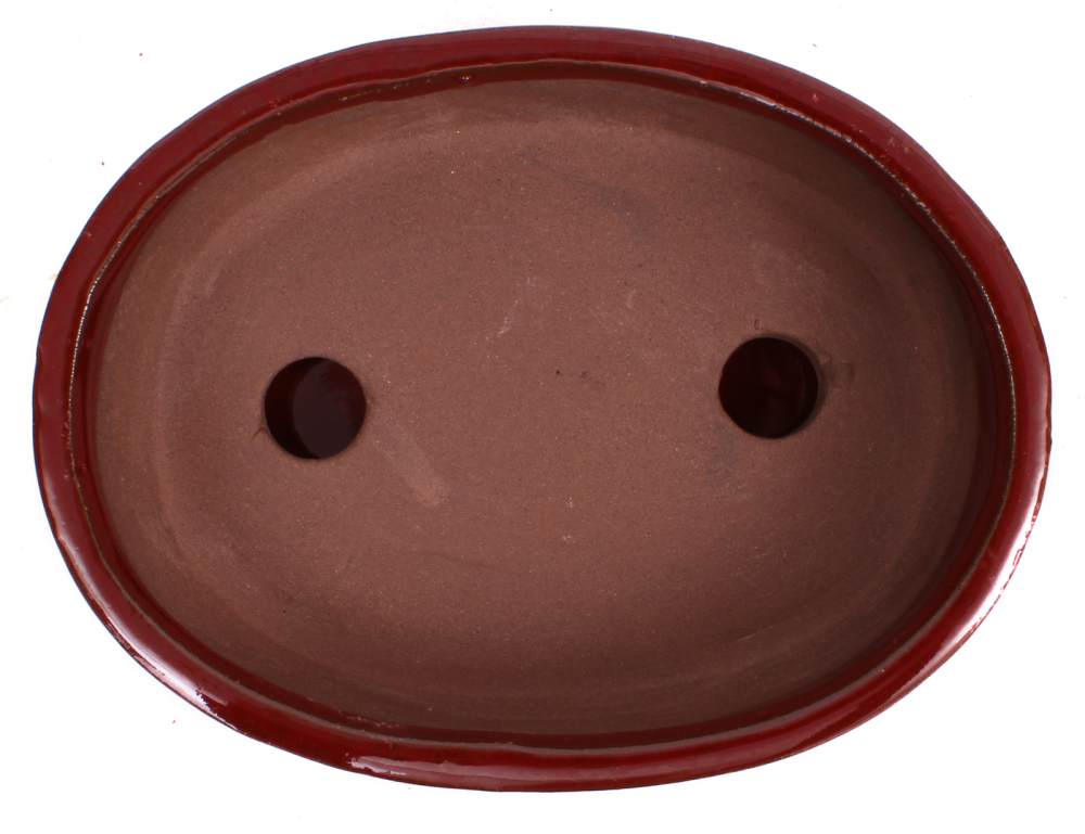 Bonsai - Schale oval 16 x 12 x 4.8 cm braunrot mit Untersetzer 23188