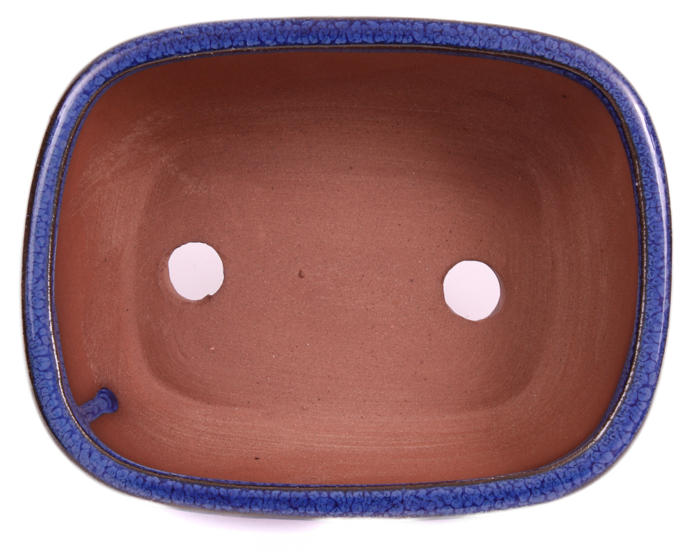 Bonsai - Schale eckig 21.5 x 16.5 x 8.5 cm , blau , mit Untersetzer 23194