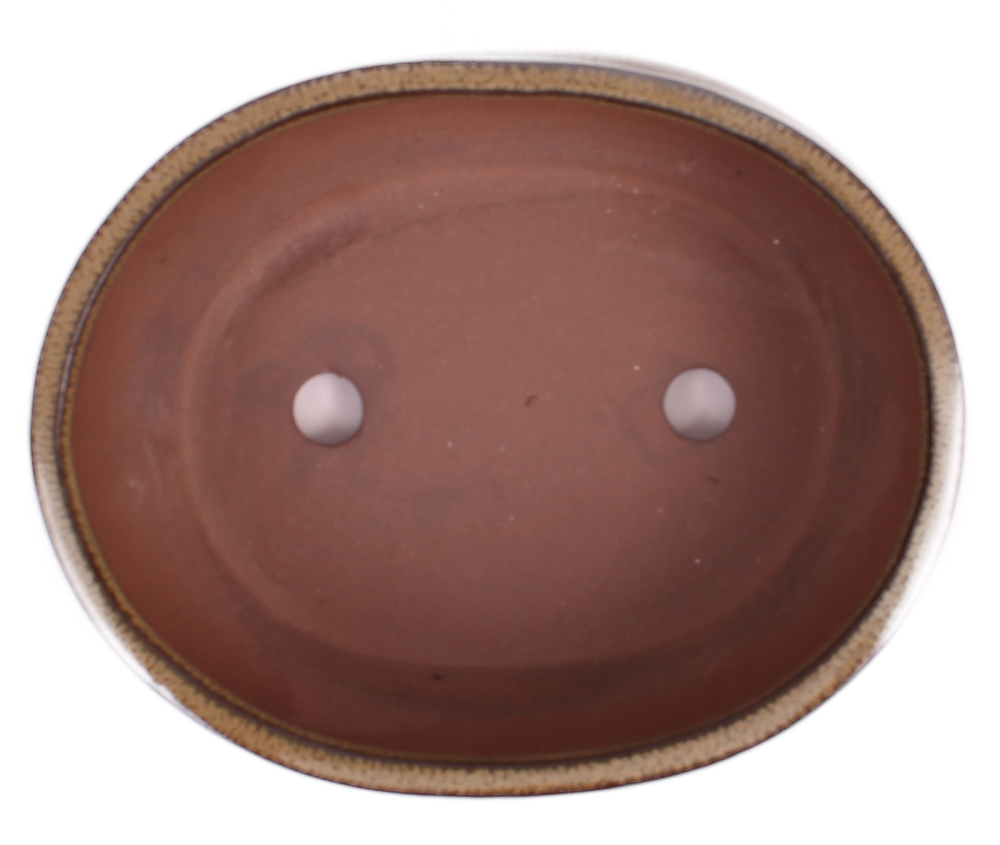 Bonsai - Schale oval 20.5 x 16.5 x 8 cm mit Untersetzer hellbraun 23198