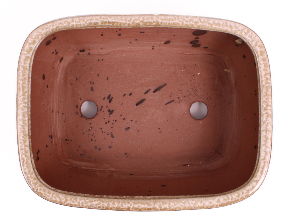 Bonsai - Schale eckig 21.5 x 17 x 8.5 cm kupfer / beige  mit Untersetzer 23208