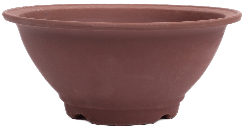 Bonsai - Schale rund 25.5 Ø x 11.5 cm unglasiert braun frostfest aus Japan 30030