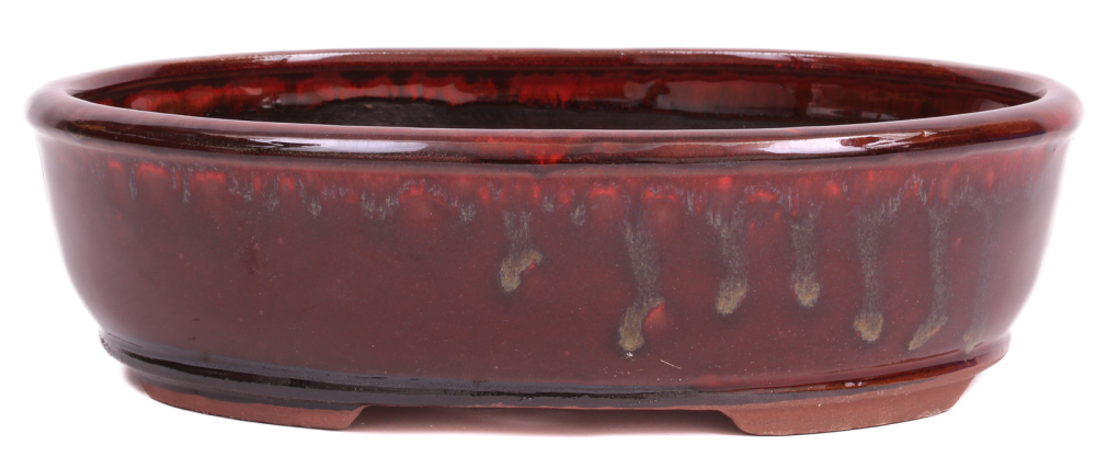 Bonsai - Schale oval 26.5 x 20 x 7.5 cm rot / braun 30066