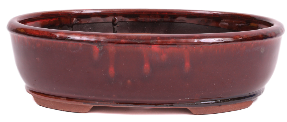 Bonsai - Schale oval 26.5 x 20 x 7.5 cm rot / braun 30066