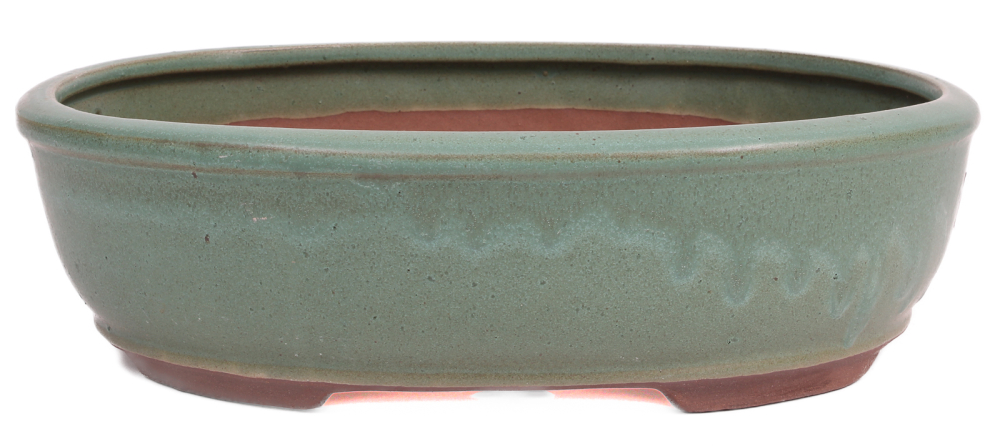 Bonsai - Schale oval 26.5 x 20 x 7.5 cm mattgrün 30119