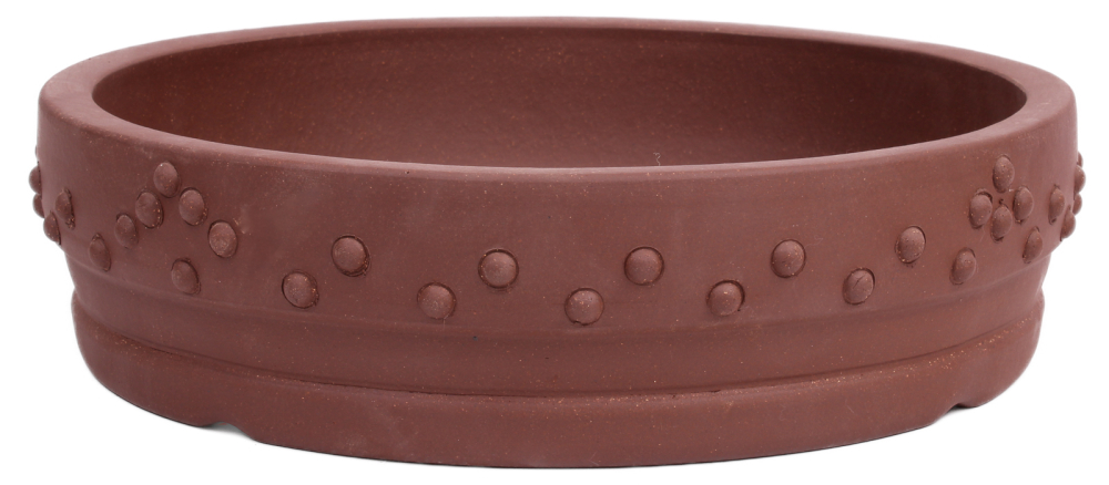 Bonsai - Schale Trommelschale rund 29.5 Ø x 8 cm unglasiert braun frostfest  30120