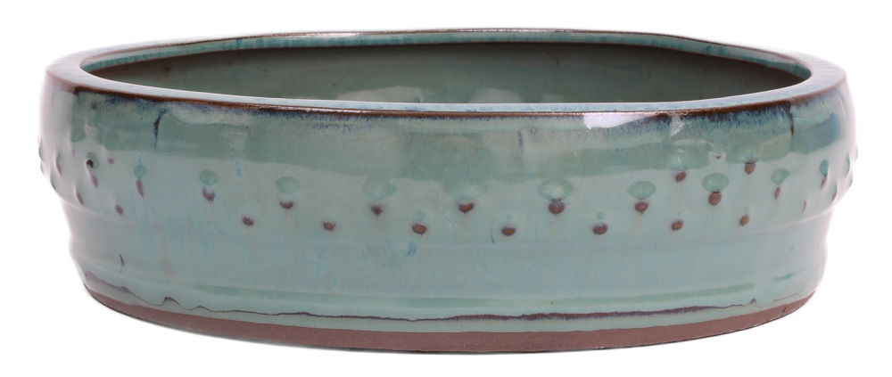 Bonsai - Schale Trommelschale rund 25.5 Ø x 7.5 cm grün 30136