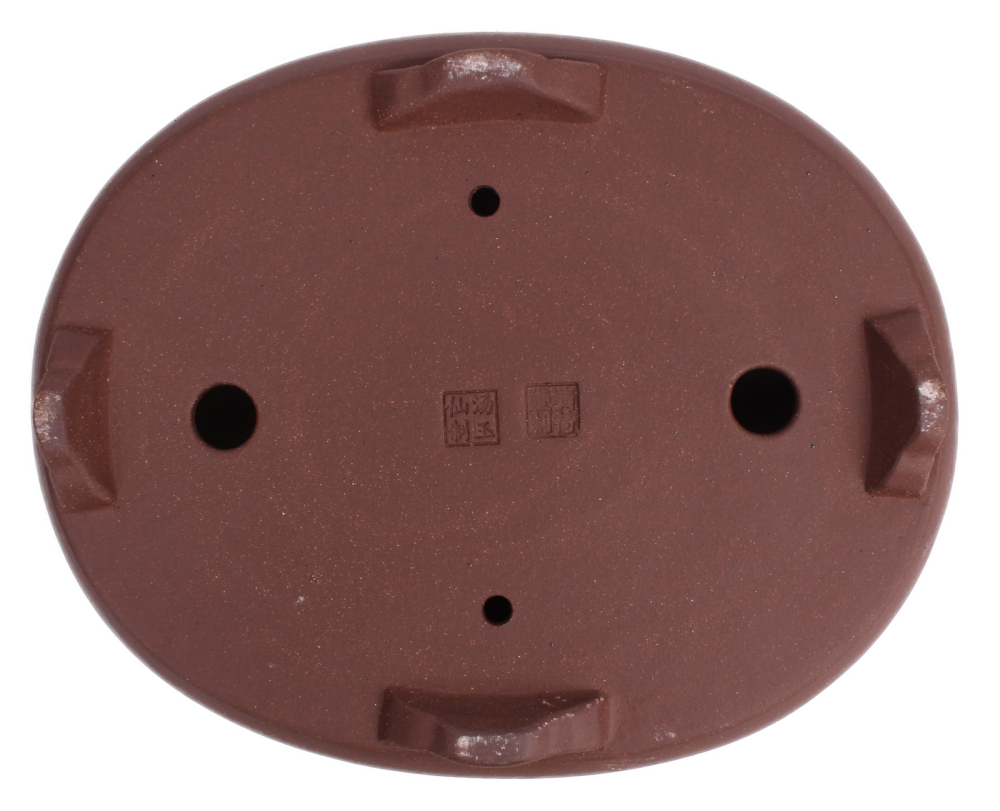 Bonsai - Schale oval 25 x 20.5 x 7.2 cm unglasiert braun frostfest 30150