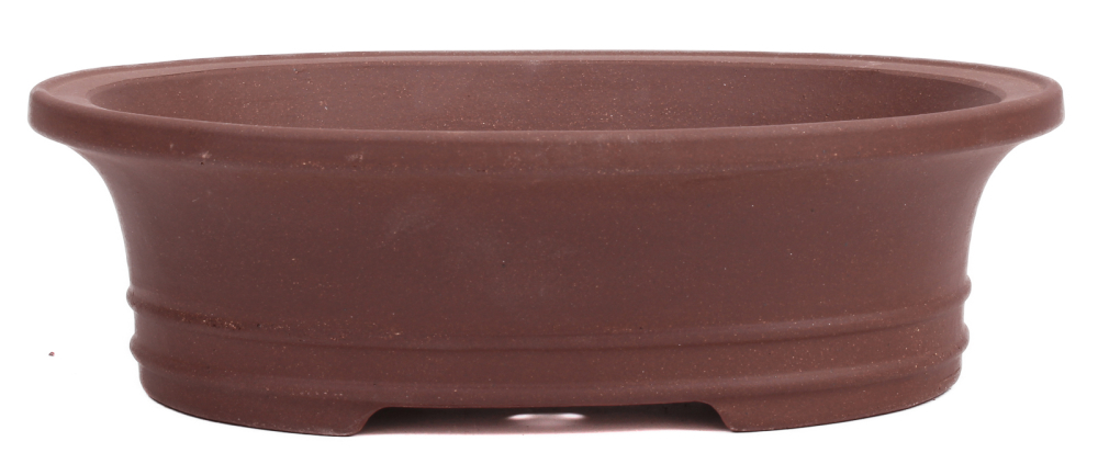 Bonsai - Schale oval 26.5 x 22 x 7.8 cm unglasiert braun frostfest 30152