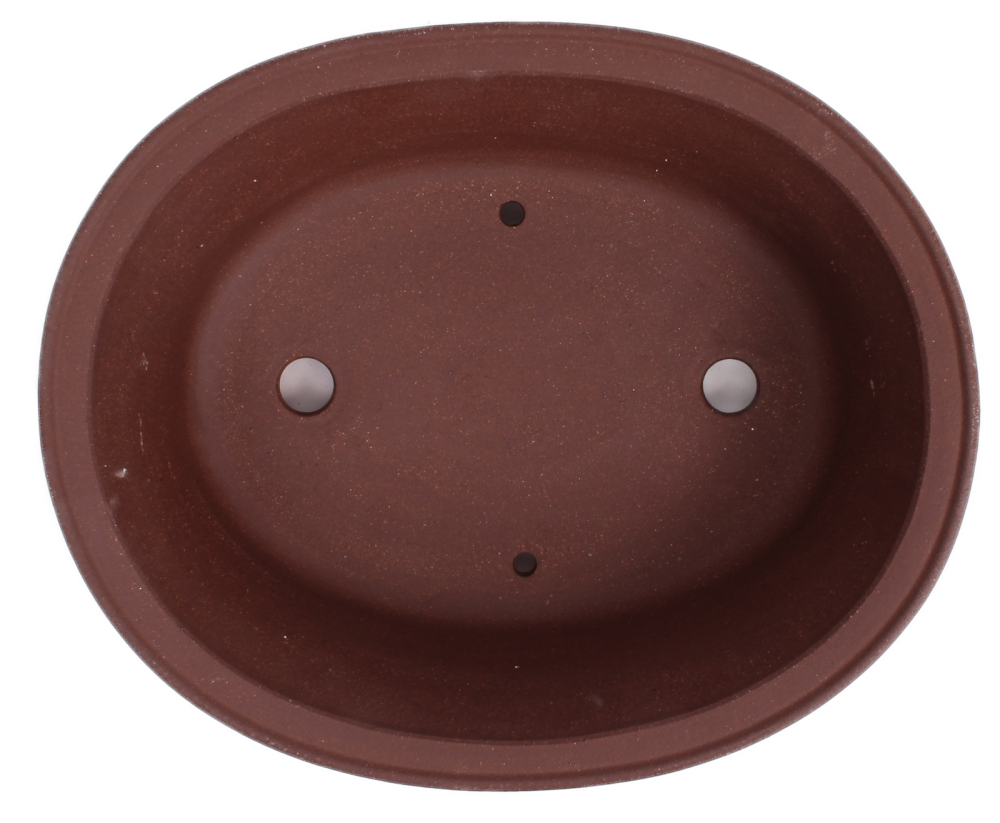 Bonsai - Schale oval 26.5 x 22 x 7.8 cm unglasiert braun frostfest 30152