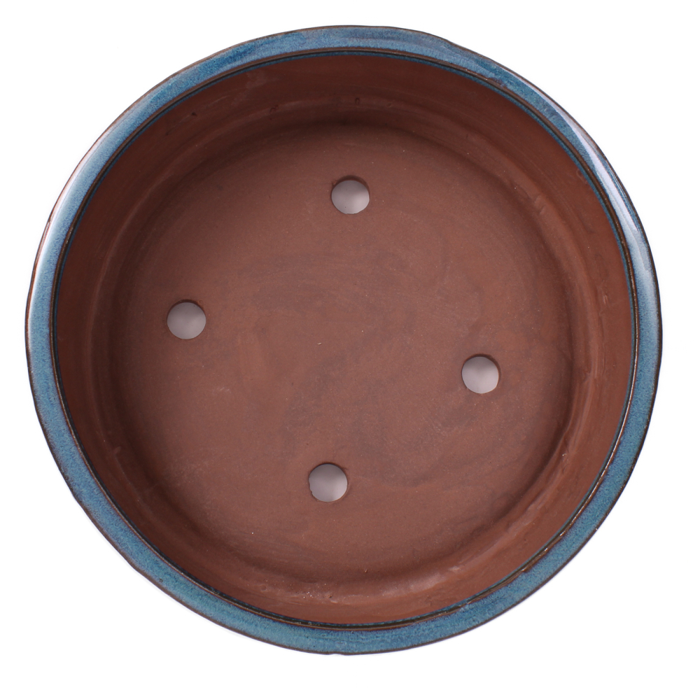 Bonsai - Schale Trommelschale rund 25.5 Ø x 7.5 cm grünblau 30176