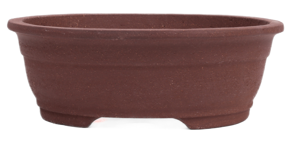 Bonsai - Schale oval 26 x 21.5 x 9.5 cm unglasiert braun 30177