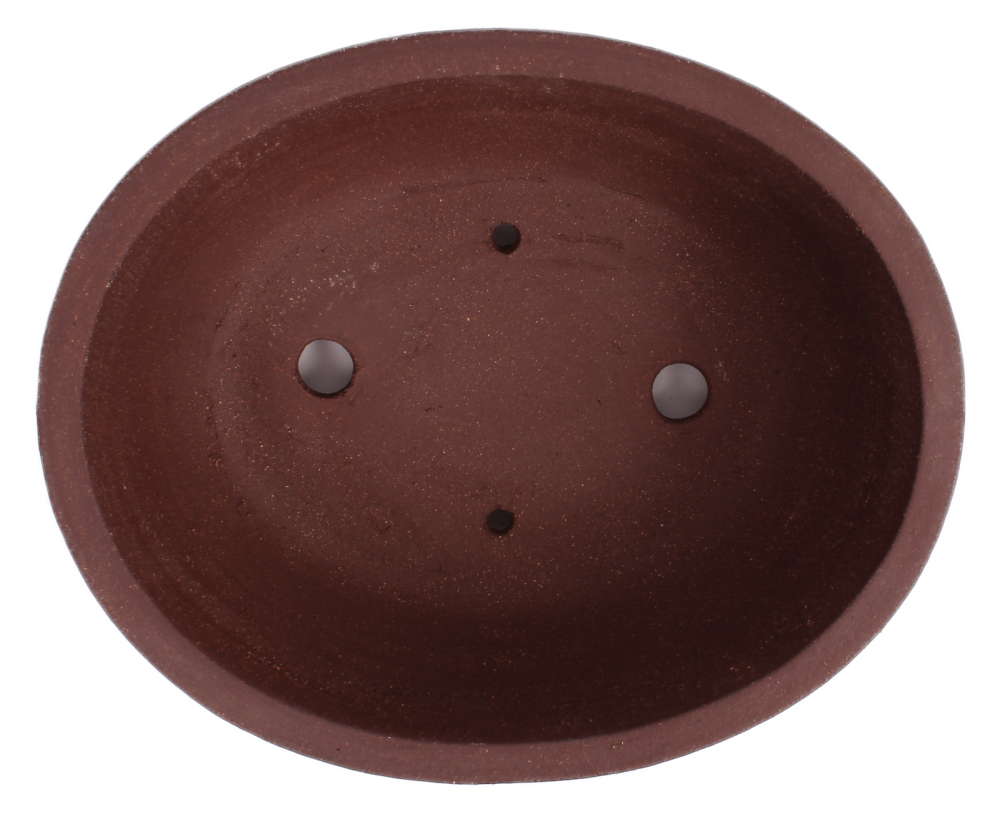 Bonsai - Schale oval 26 x 21.5 x 9.5 cm unglasiert braun 30177