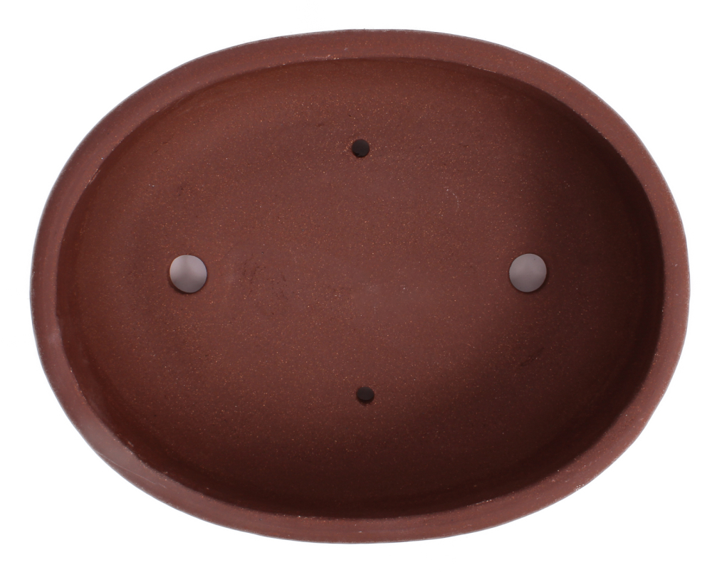 Bonsai - Schale oval 26.5 x 20.5 x 7.5 cm unglasiert braun  30185