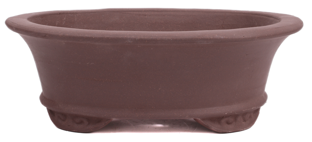 Bonsai - Schale oval 25.5 x 21 x 9 cm unglasiert braun  30193