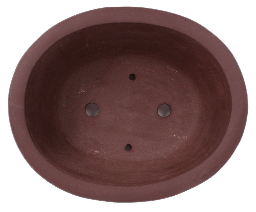 Bonsai - Schale oval 25.5 x 21 x 9 cm unglasiert braun  30193