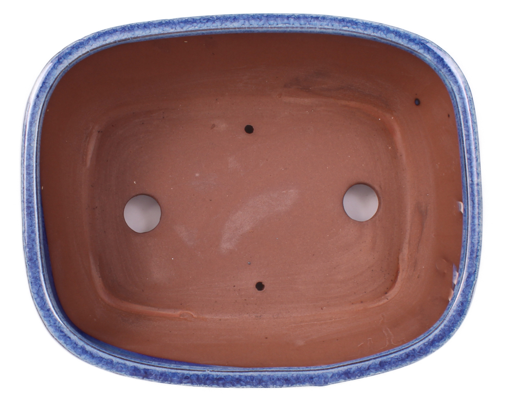 Bonsai - Schale eckig 25.5 x 21 x 9.5 cm , beige / blau , mit Untersetzer 31136