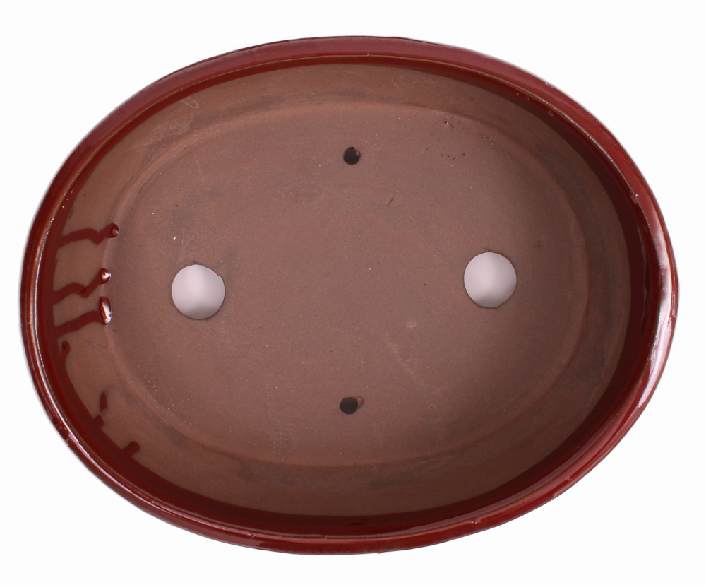 Bonsai - Schale oval 26.5 x 20 x 7.5 cm braunrot mit Untersetzer 31144
