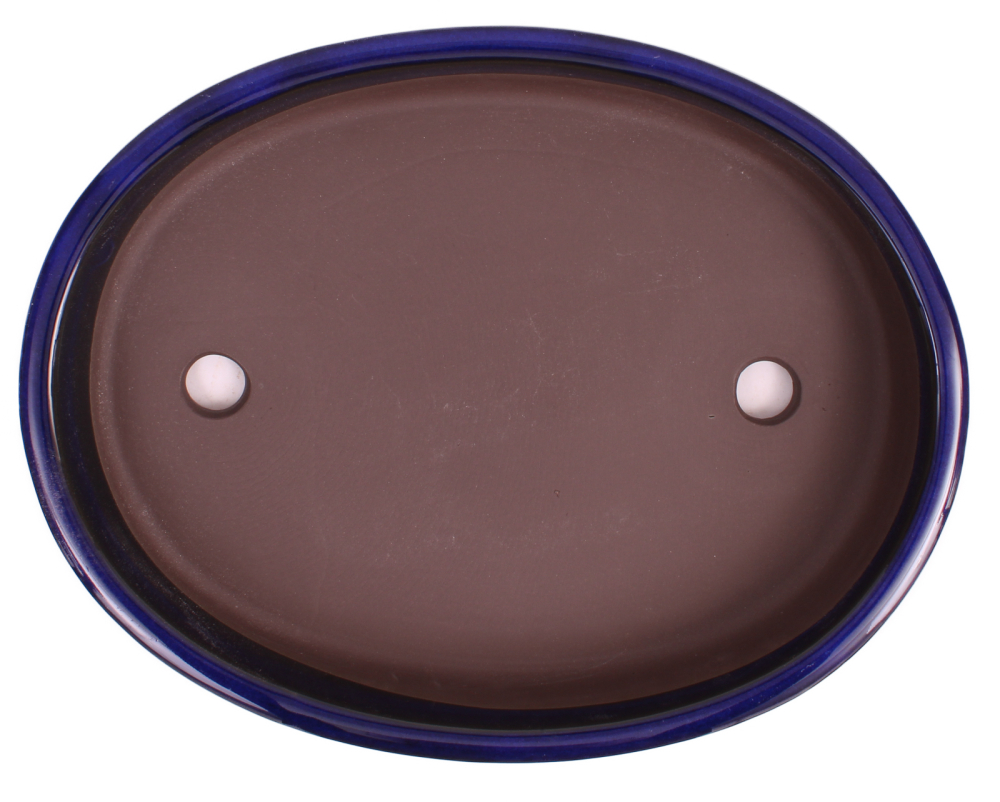 Bonsai - Schale  oval 34 x 26.5 x 5.5 cm frostfest blau aus Japan 40010
