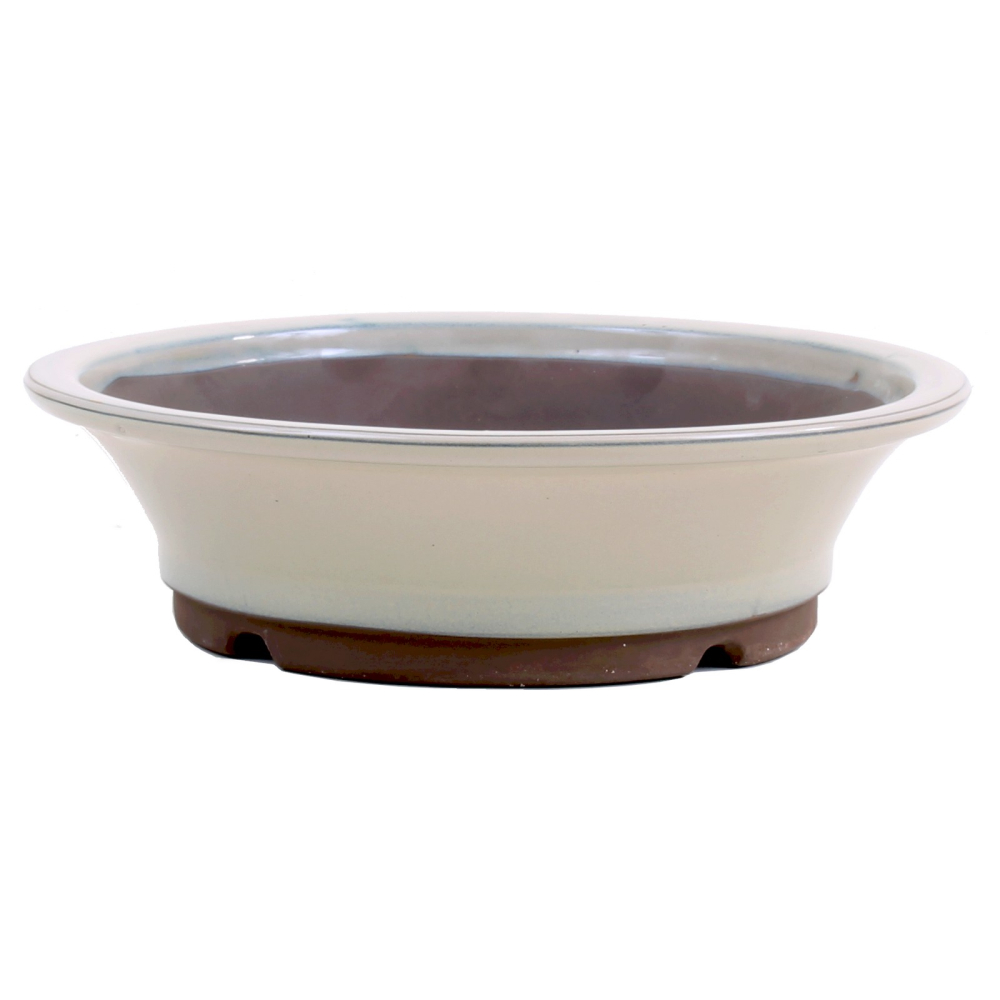 Bonsai - Schale rund 32 Ø x 9 cm cremefarben  frostfest aus Japan 40023