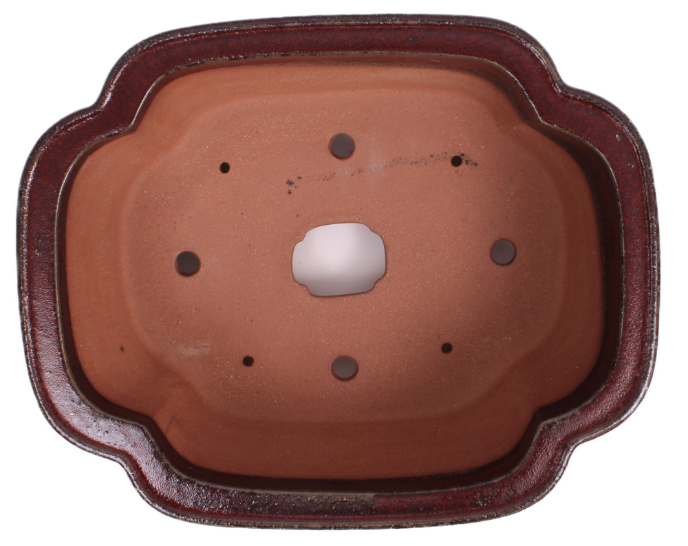 Bonsai - Schale eckig 39.5 x 33 x 13 cm bordeaux handgemacht frostfest  40077