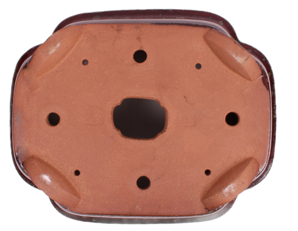 Bonsai - Schale eckig 39.5 x 33 x 13 cm bordeaux handgemacht frostfest  40077