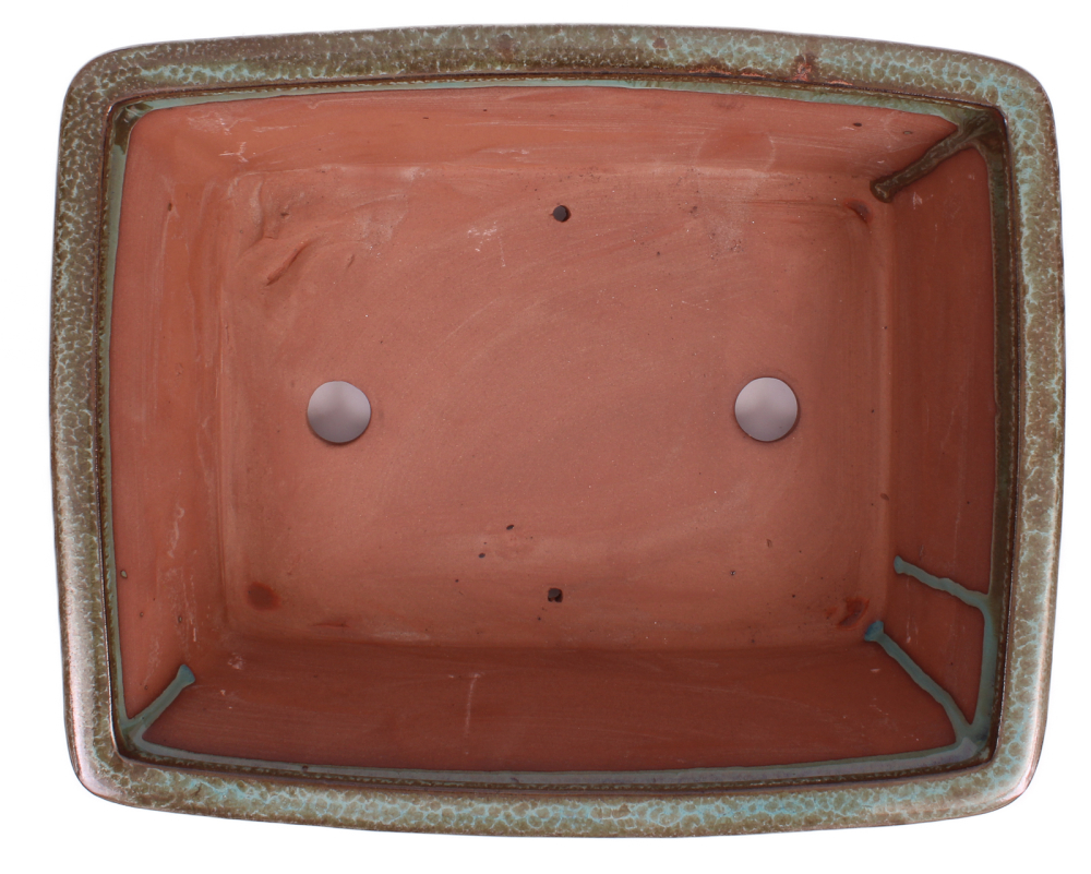 Bonsai - Schale eckig 32.5 x 25.5 x 10.5 cm grün / kupfer 40131