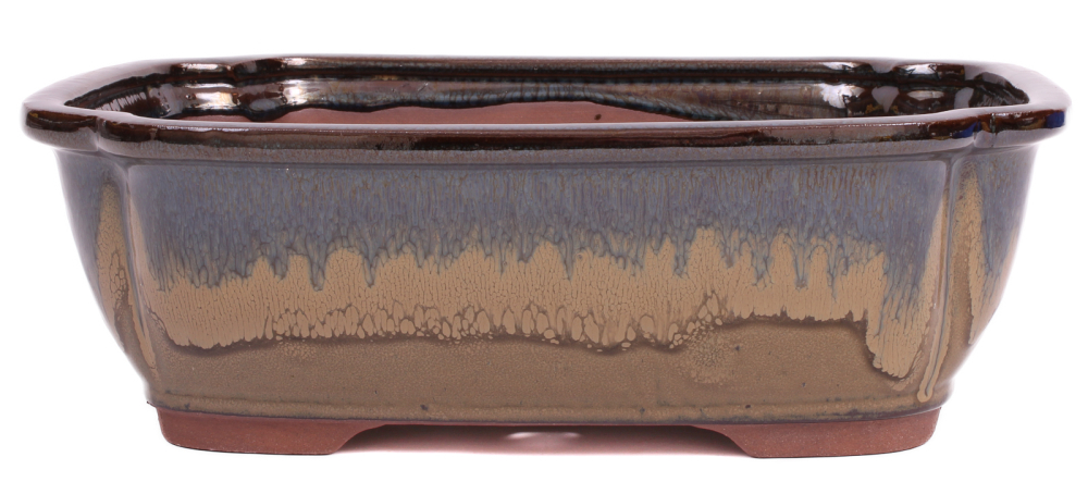 Bonsai - Schale eckig 32 x 25.5 x 10.5 cm blaugrün / beige 40133