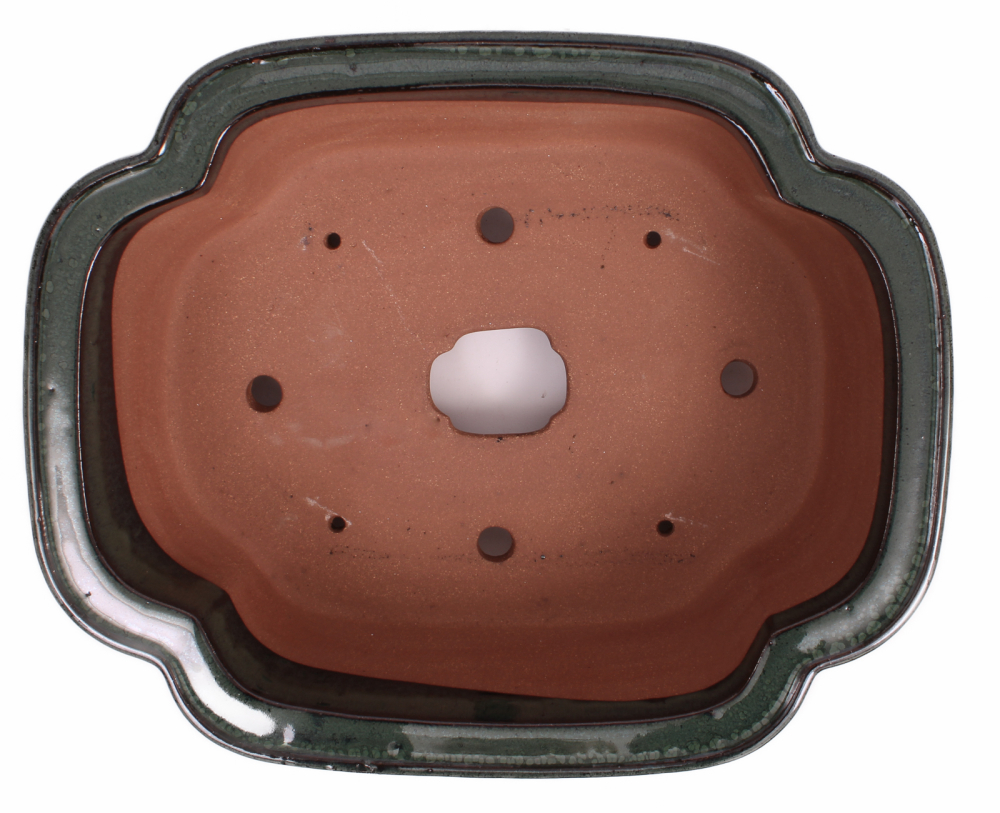 Bonsai - Schale eckig 39.5 x 33 x 13 cm moosgrün handgemacht frostfest  40149