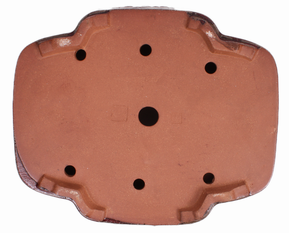 Bonsai - Schale eckig 41.5 x 34.5 x 9 cm mit Relief bordeaux handgemacht frostfest  40150