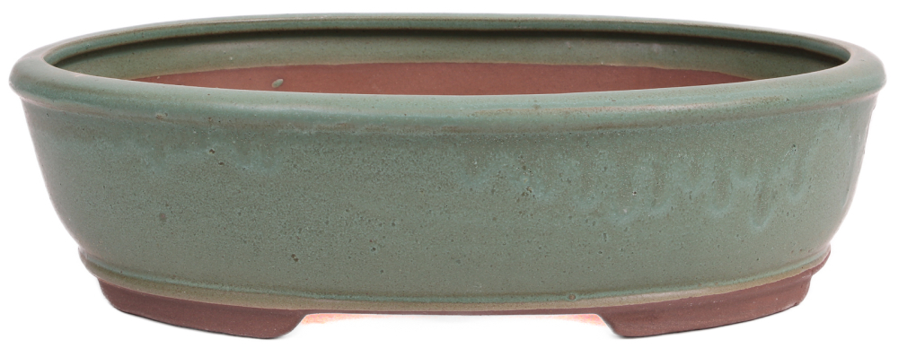 Bonsai - Schale oval 31 x 24 x 8.5 cm mattgrün 40172