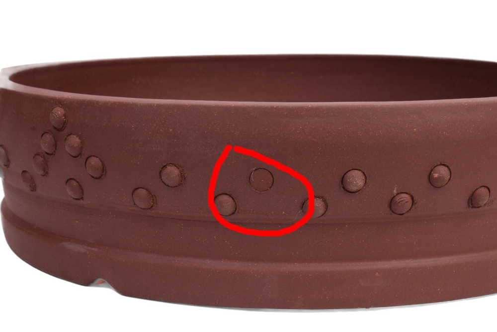 Bonsai - Schale Trommelschale rund 38 Ø x 10 cm unglasiert braun frostfest  2.Wahl