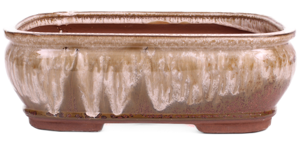 Bonsai - Schale eckig 31.5 x 25.5 x 11 cm beige / kupfer 40176