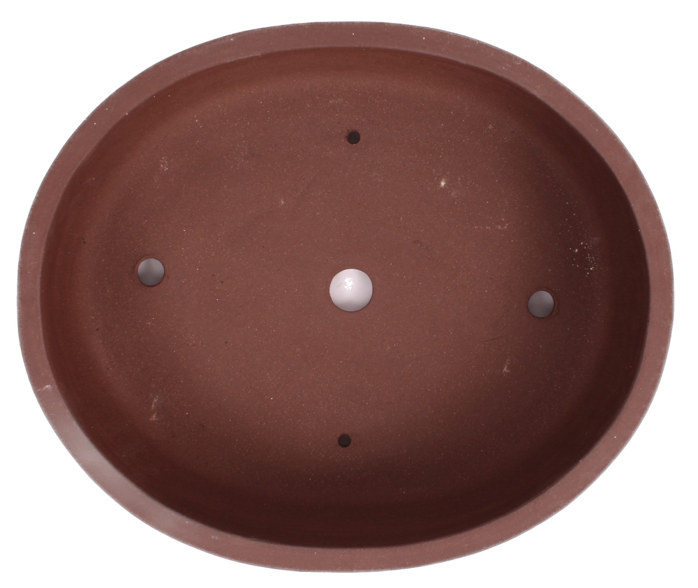 Bonsai - Schale oval 37.5 x 31.5 x 11 cm unglasiert braun 40184