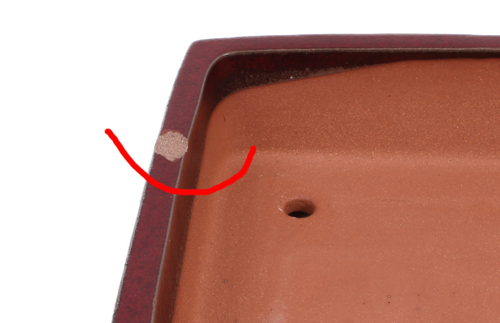 Bonsai - Schale  eckig 42.5 x 35 x 11 cm bordeaux frostfest 40196A 2.Wahl