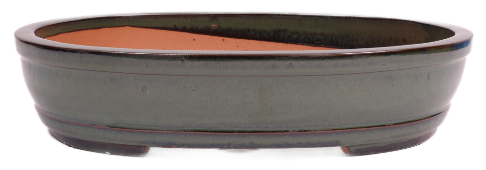 Bonsai - Schale  oval 42 x 33 x 9.5 cm moosgrün  frostfest 40199