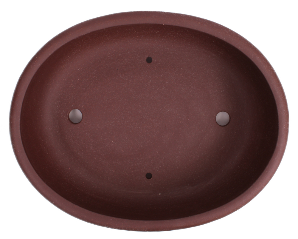 Bonsai - Schale  oval 31 x 24 x 8.5 cm unglasiert braun frostfest aus Yixing