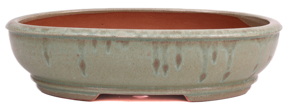 Bonsai - Schale  oval 37.5 x 31 x 8 cm mattgrün 40232