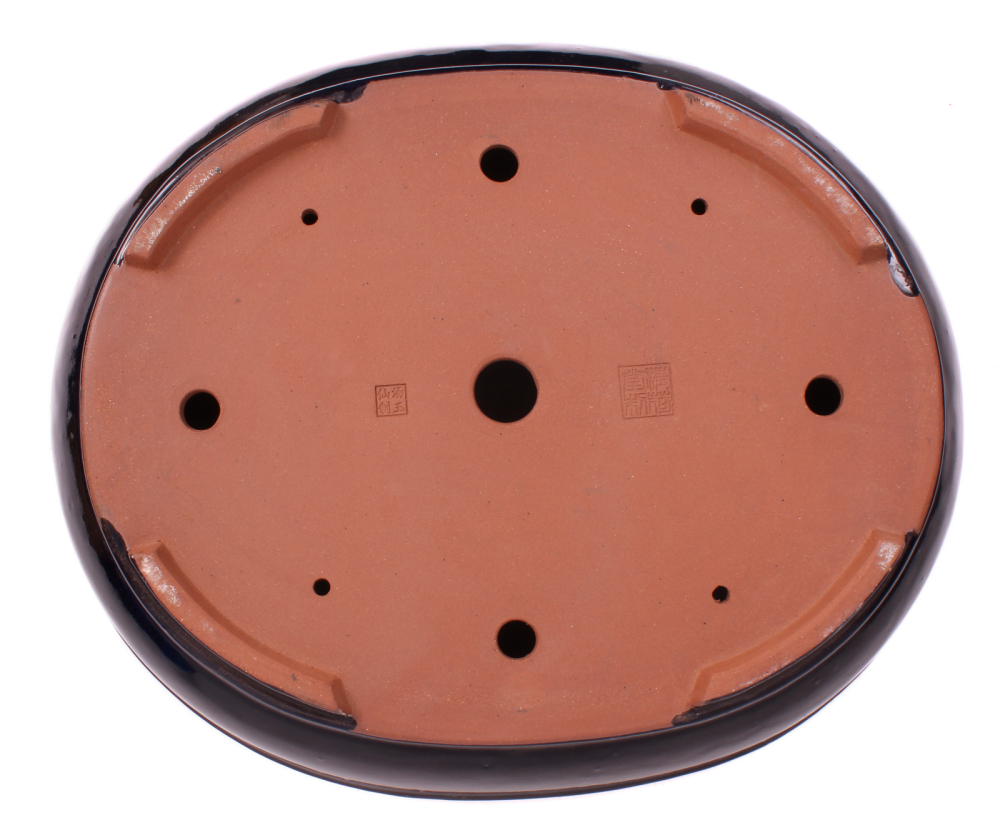 Bonsai - Schale oval 46 x 38.5 x 10.5 cm dunkelblau frostfest 40260