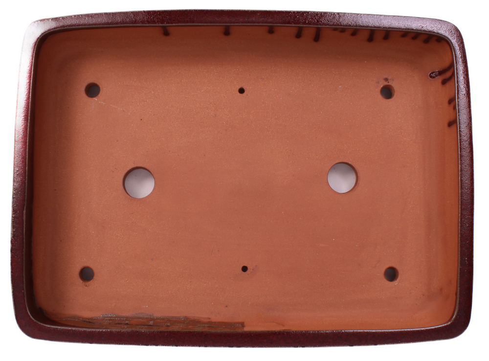 Bonsai - Schale eckig 54.5 x 40.5 x 9.5 cm bordeaux frostfest handgemacht