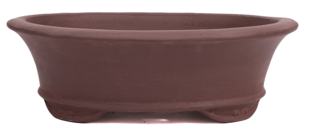 Bonsai - Schale oval 31.5 x 26 x 10 cm unglasiert braun  40270