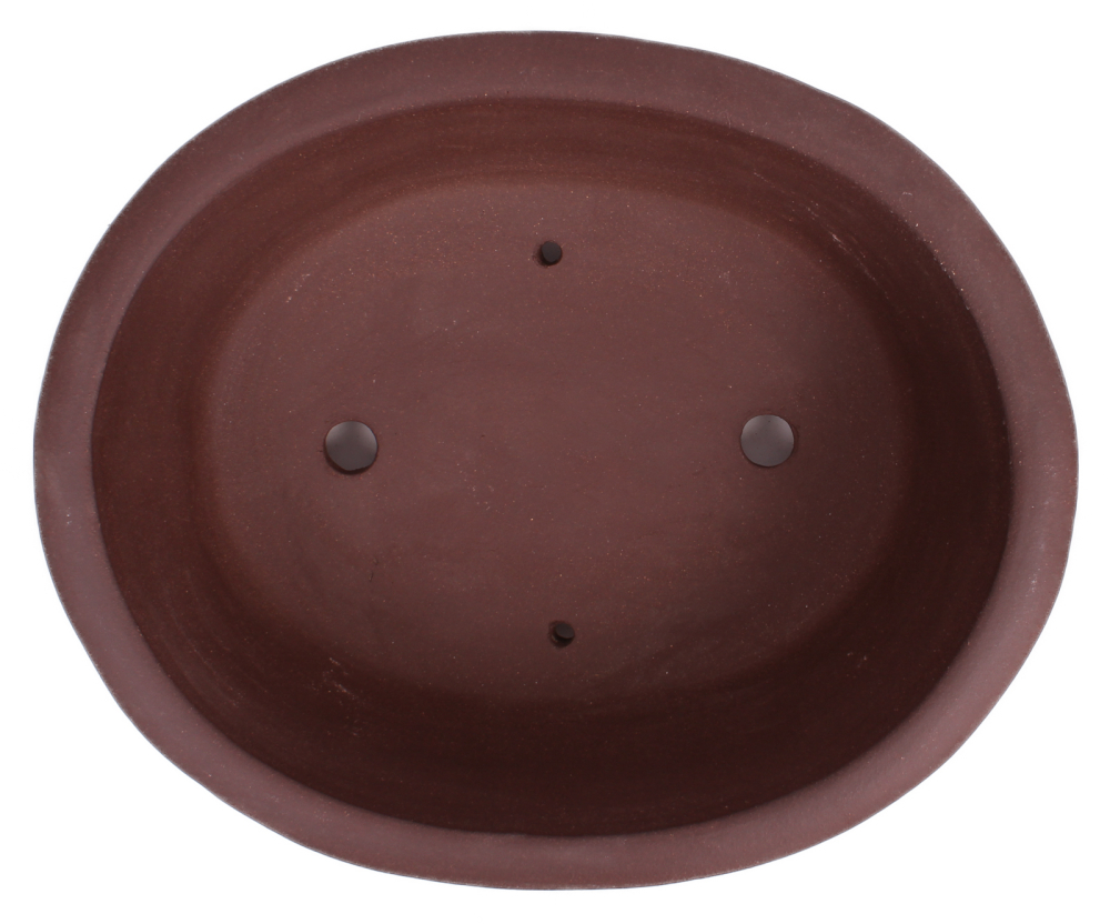 Bonsai - Schale oval 31.5 x 26 x 10 cm unglasiert braun  40270