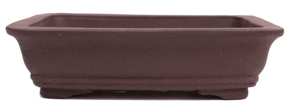 Bonsaischale eckig, braun – 36,5 × 29,5 × 10 cm – Yixing, unglasiert, frostfest
