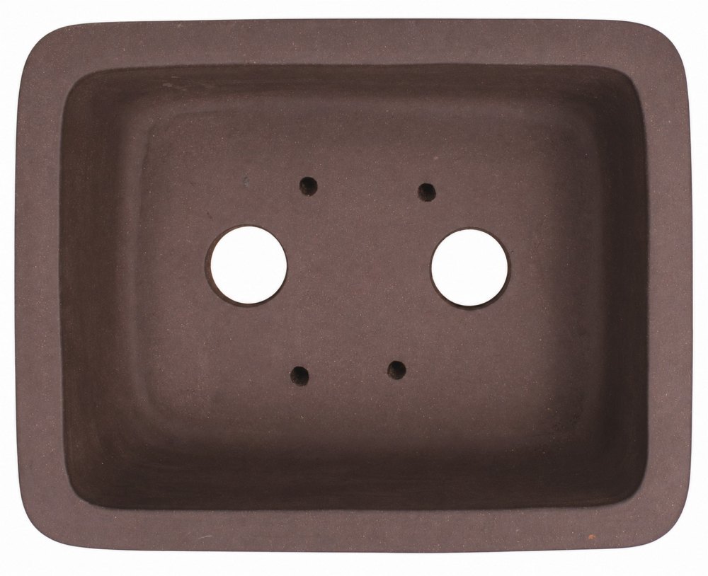 Bonsaischale eckig, braun – 36,5 × 29,5 × 10 cm – Yixing, unglasiert, frostfest