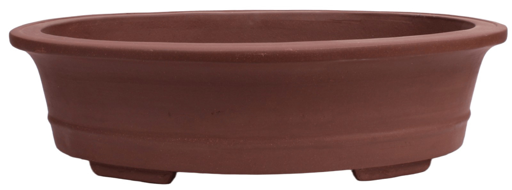Bonsaischale oval, braun – 57 × 43 × 15,5 cm – Yixing, unglasiert, frostfest