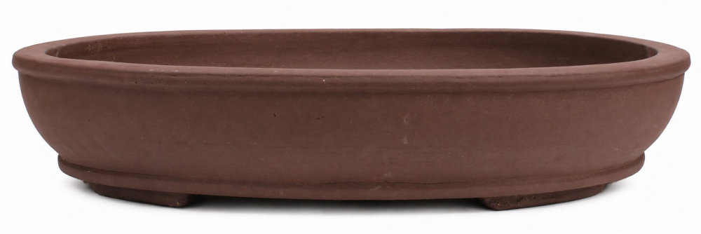 Bonsaischale oval, braun – 59,5 × 48 × 11,5 cm – Yixing, unglasiert, frostfest - 40297