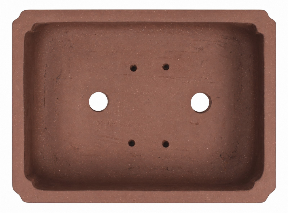 Bonsaischale eckig, braun – 42 × 30 × 11 cm – Yixing, unglasiert, frostfest – 40298