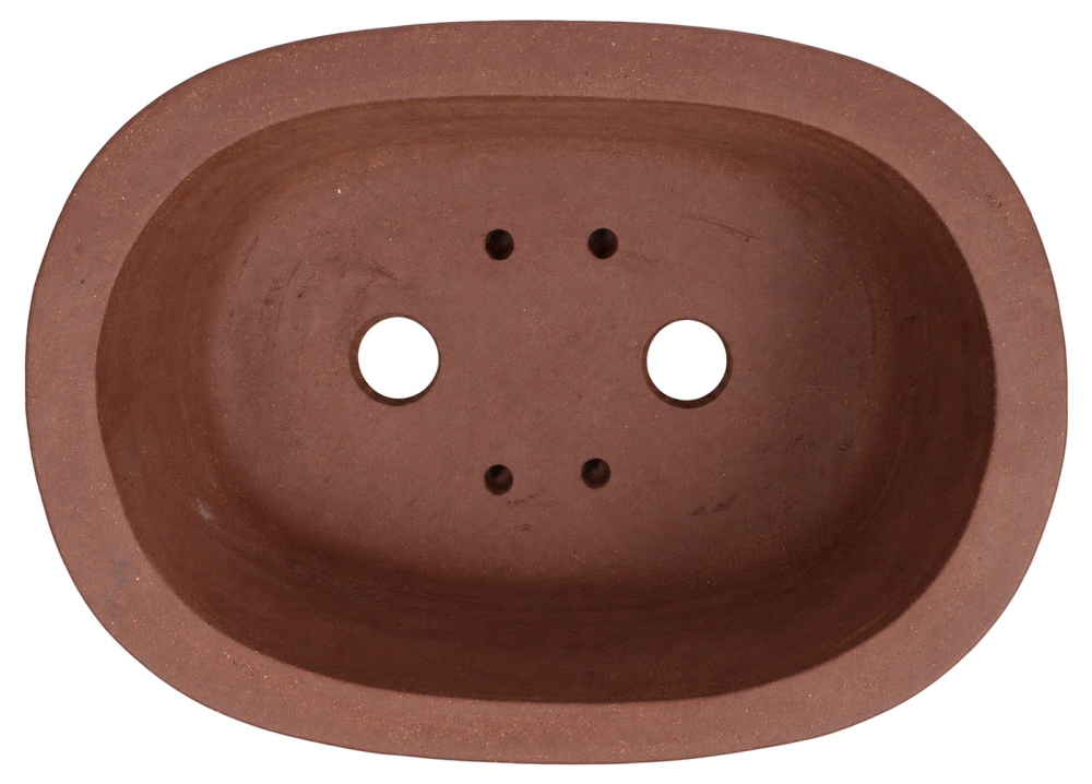 Bonsaischale oval, braun – 37 × 27 × 11,5 cm – Yixing, unglasiert, frostfest - 40303