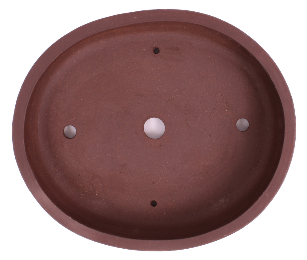 Bonsai - Schale oval 35.5. x 30 x 7 cm, unglasiert, braun  40409